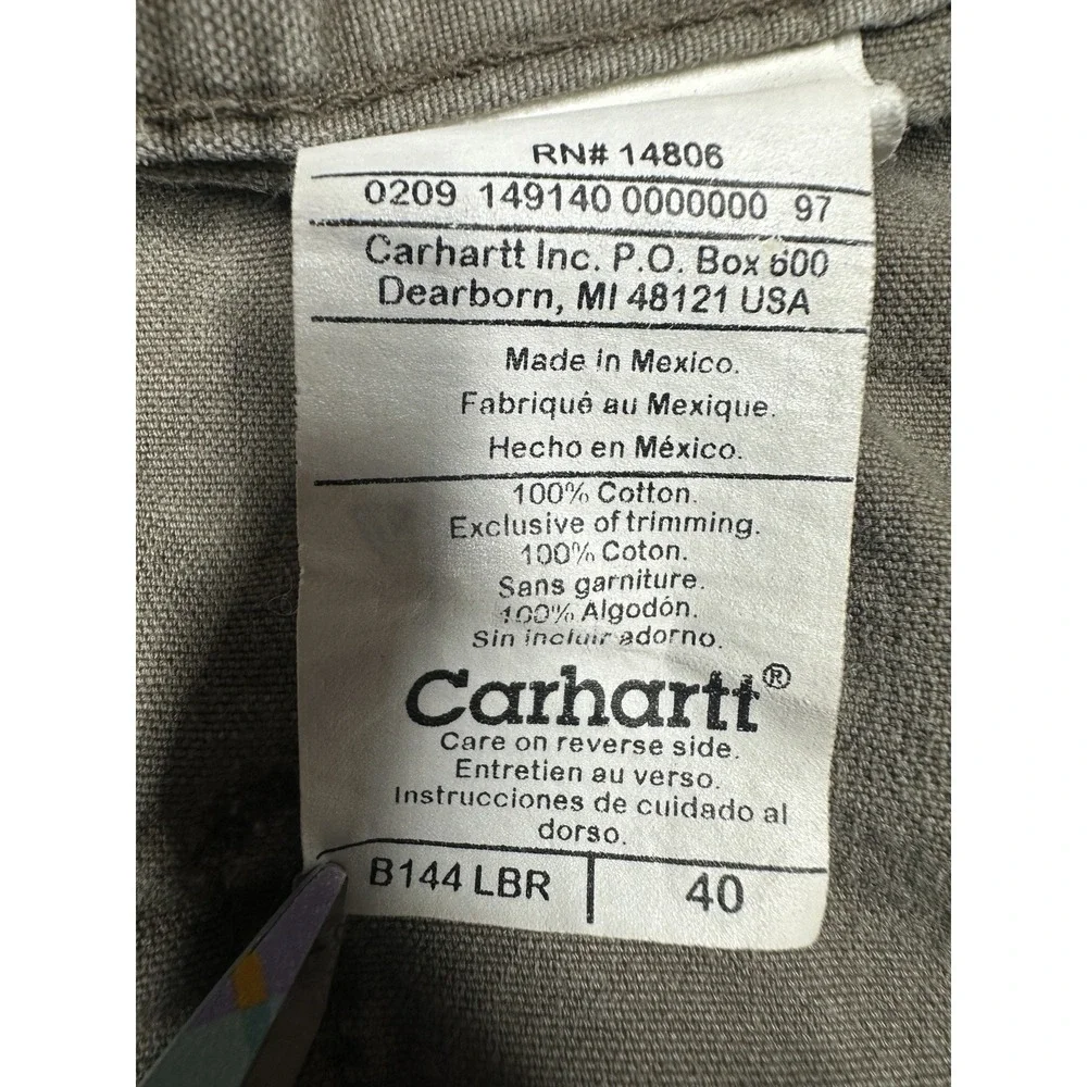 Carhartt B144 LBR Canvas Work Shorts Mens 40 Brown Utility Carpenter Cotton